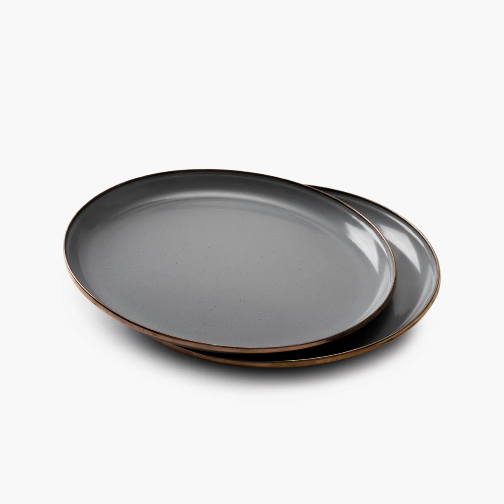[CKW-374] Assiette de salade Set 2 Gris Pierre Enamelware Dining Collection Barebones