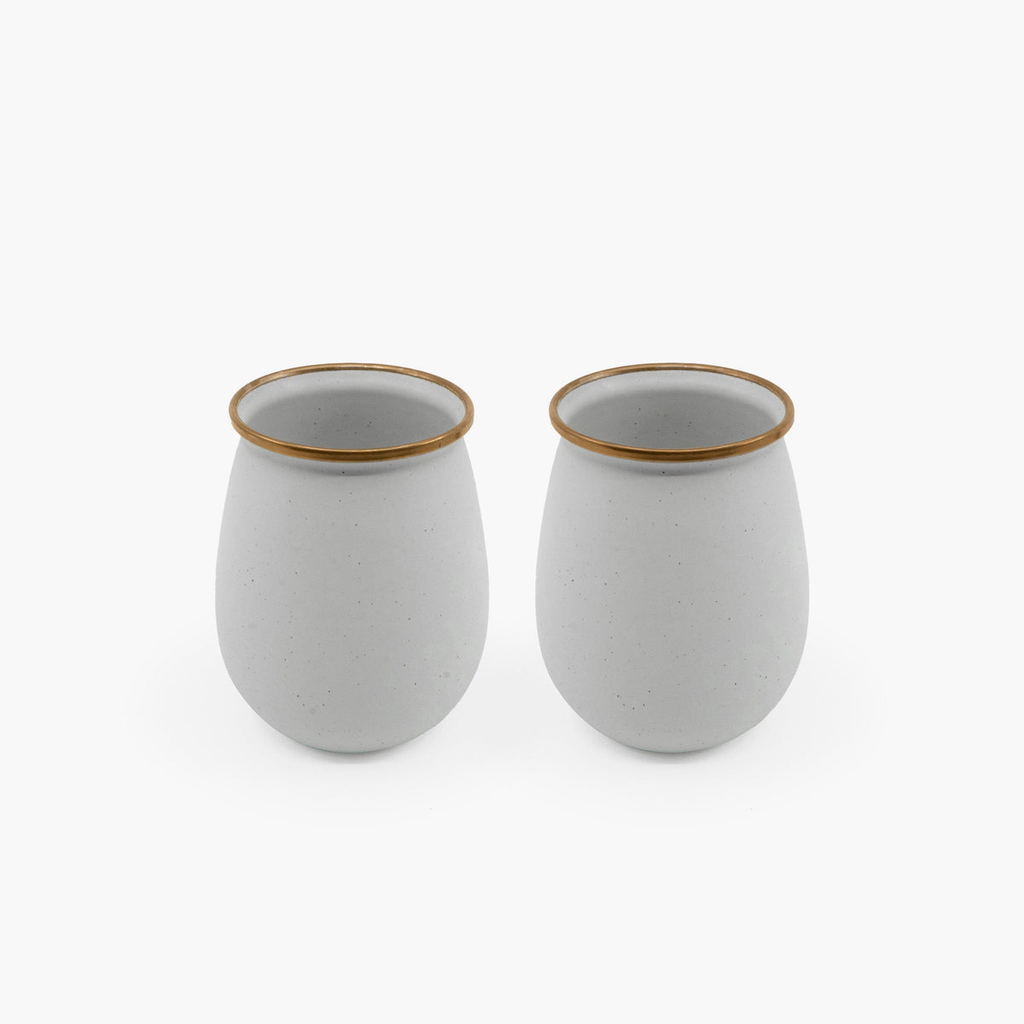 [CKW-387] Gobelet en émail, set de 2, eggshell, Barebones