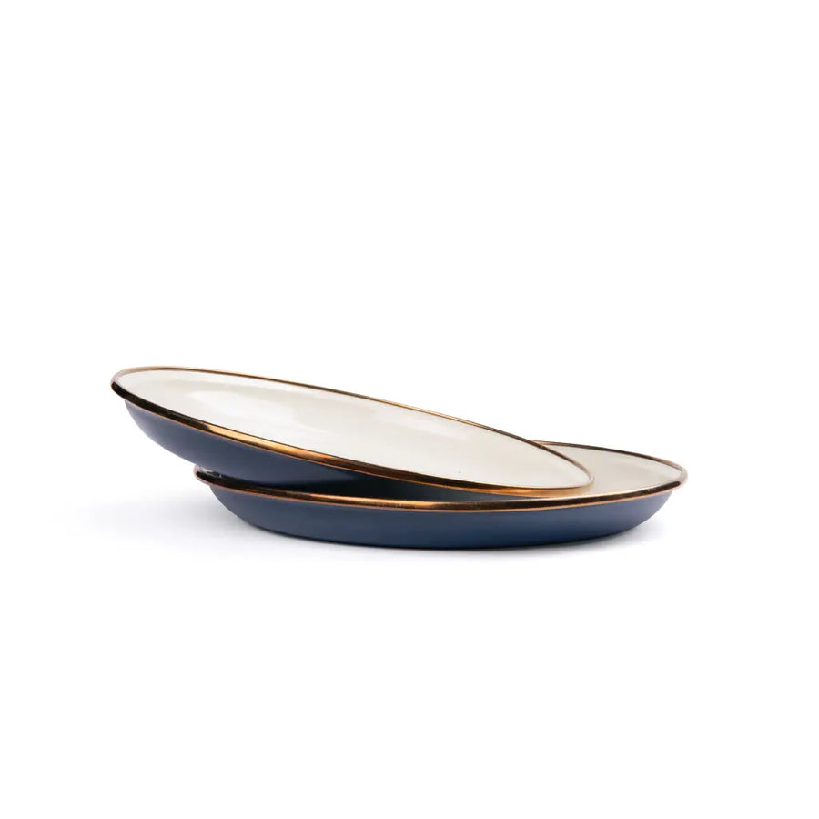 [CKW-1034] Emaille-Salatteller, 2-er Set, deep indigo, Barebones